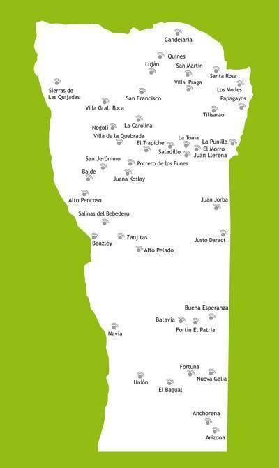 Mapa de Wifi Gratis 2017 en la Provincia de San Luis 